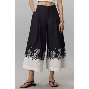 Maeve Jellyfish Printed Wide Leg Culotte Pants 10